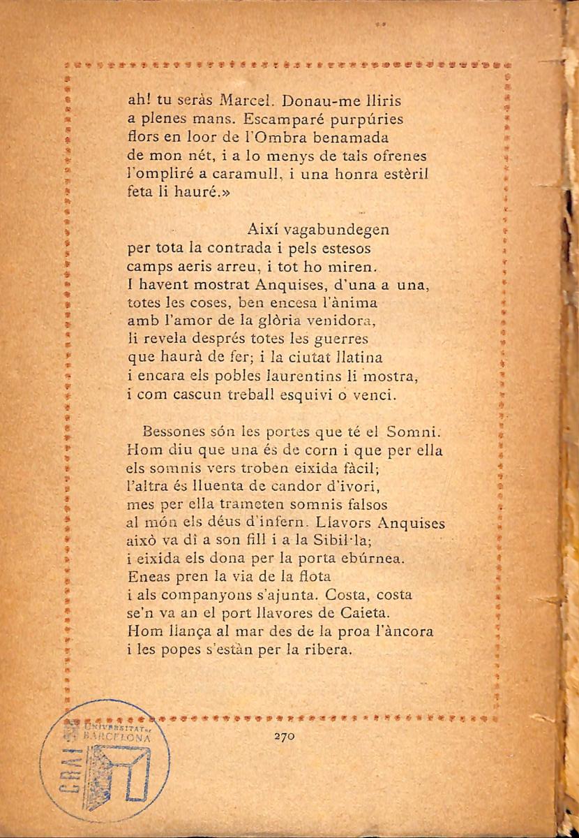 (1917-1918) Eneida de Virgili ; traducció de Llorenç Riber (pàgina 270) (1917-1918) Eneida de Virgili ; traducció de Llorenç Riber (pàgina 270)