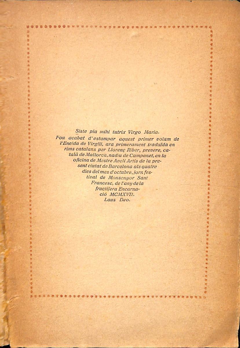 (1917-1918) Eneida de Virgili ; traducció de Llorenç Riber (pàgina 271) (1917-1918) Eneida de Virgili ; traducció de Llorenç Riber (pàgina 271)