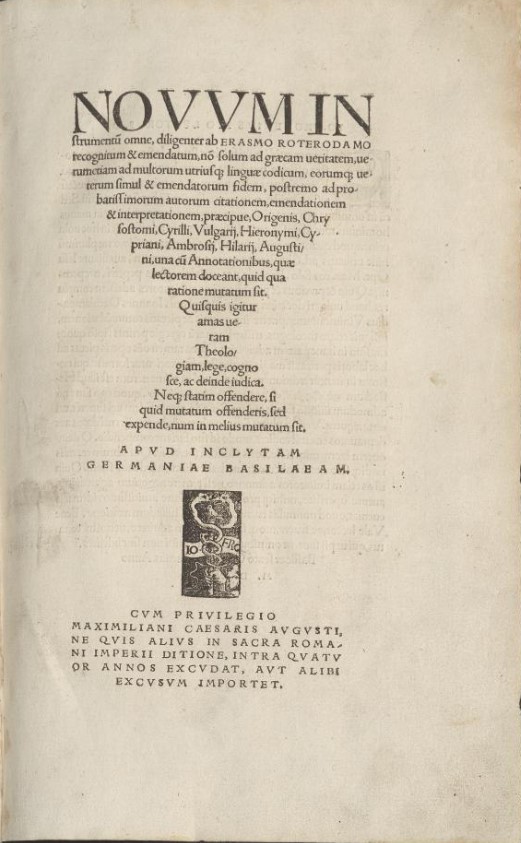 05. Erasme de Rotterdam. Novum Instrumentum, grec-llatí, 1516 05. Erasme de Rotterdam. Novum Instrumentum, grec-llatí, 1516