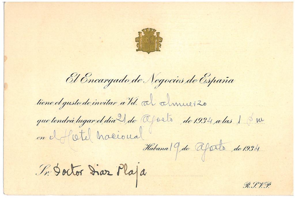 77. Una de les numerosas invitaciones realizadas a los universitarios durante su estancia en la Habana.