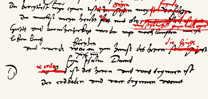 04. Salm 23 Manuscrit de Martí Luther amb les seves pròpies correccions vermelles