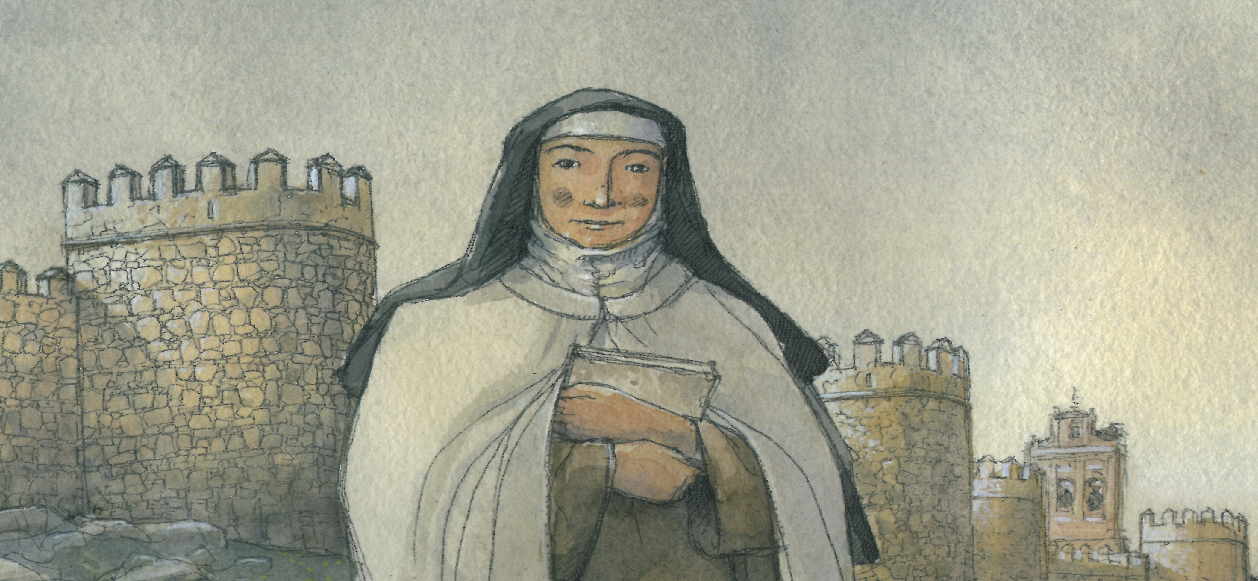 03. Ilustración de Jordi Vila Delclòs. En: Rosa NAVARRO DURÁN (2013). "La Vida y obra de Teresa de Jesús contada a los niños". Barcelona : Edebé.