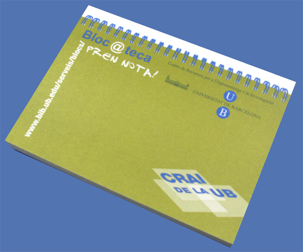 Imatge de la Bloc@teca (bloc de notes amb el logo del CRAI) (2009)