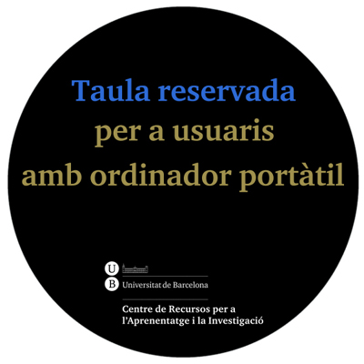 Cartell per a taules reservades per a usuaris amb portàtils (2013)