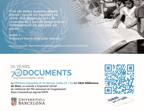 Punt de llibre commemoratiu del 70è aniversari de les Nacions Unides