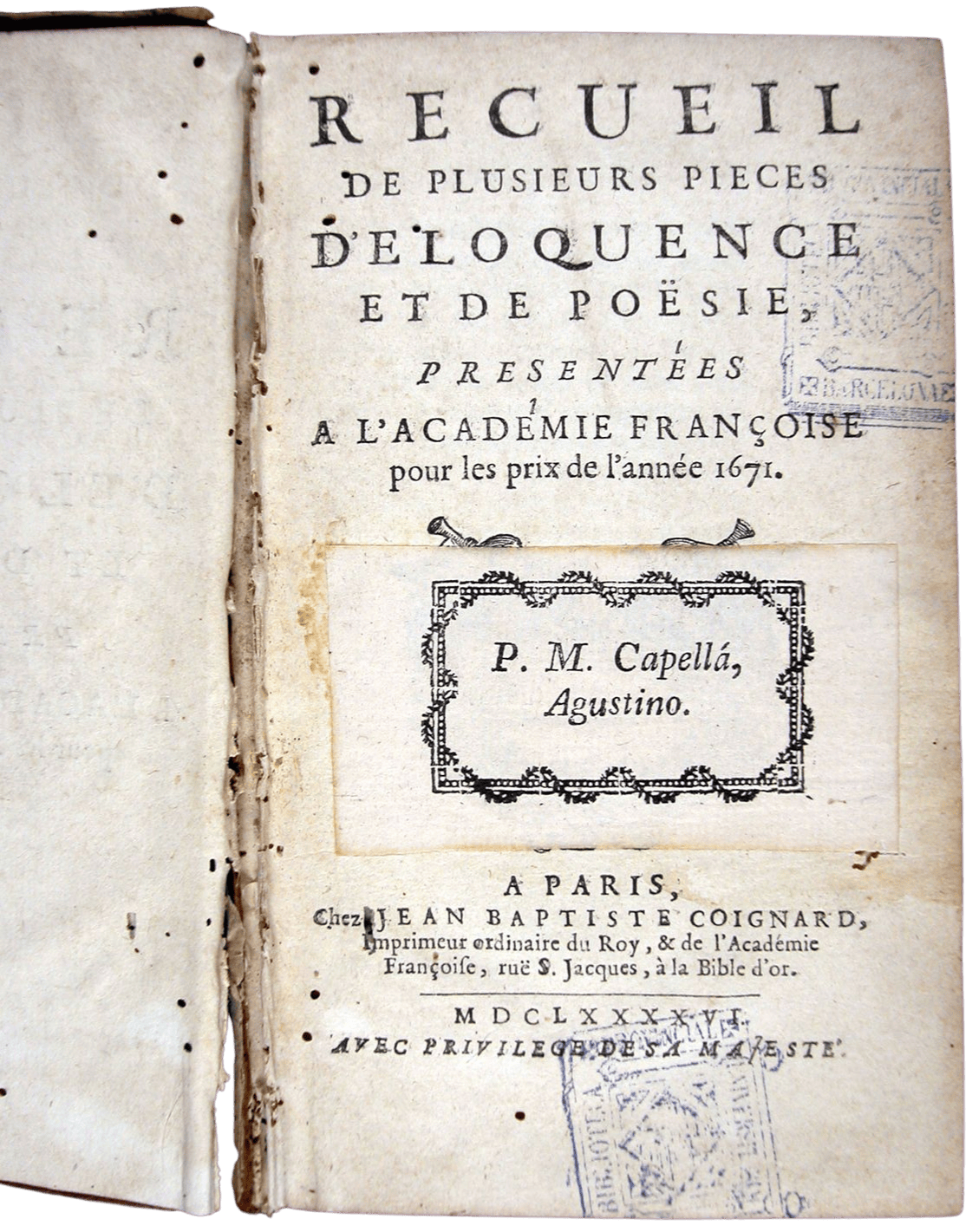Académie française. Recueil de plusieurs pieces d'éloquence et de poesie