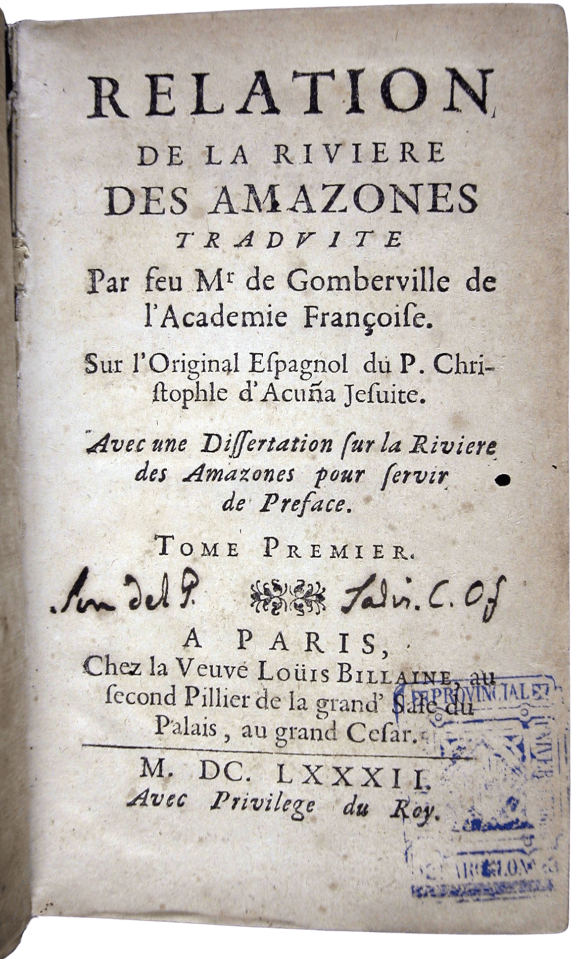 Acuña, Cristobal de. Relation de la riviere des Amazones