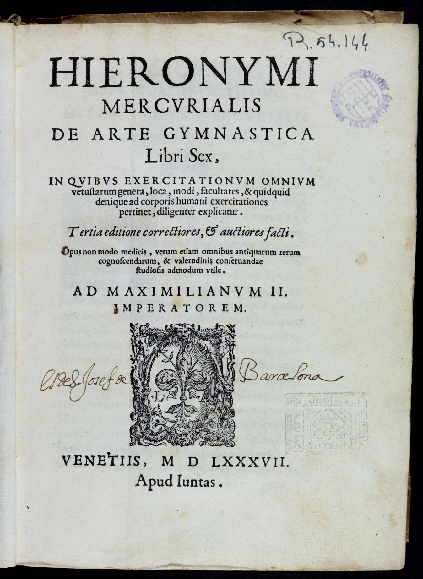 Hieronymi Mercvrialis de arte gymnastica libri sex:...