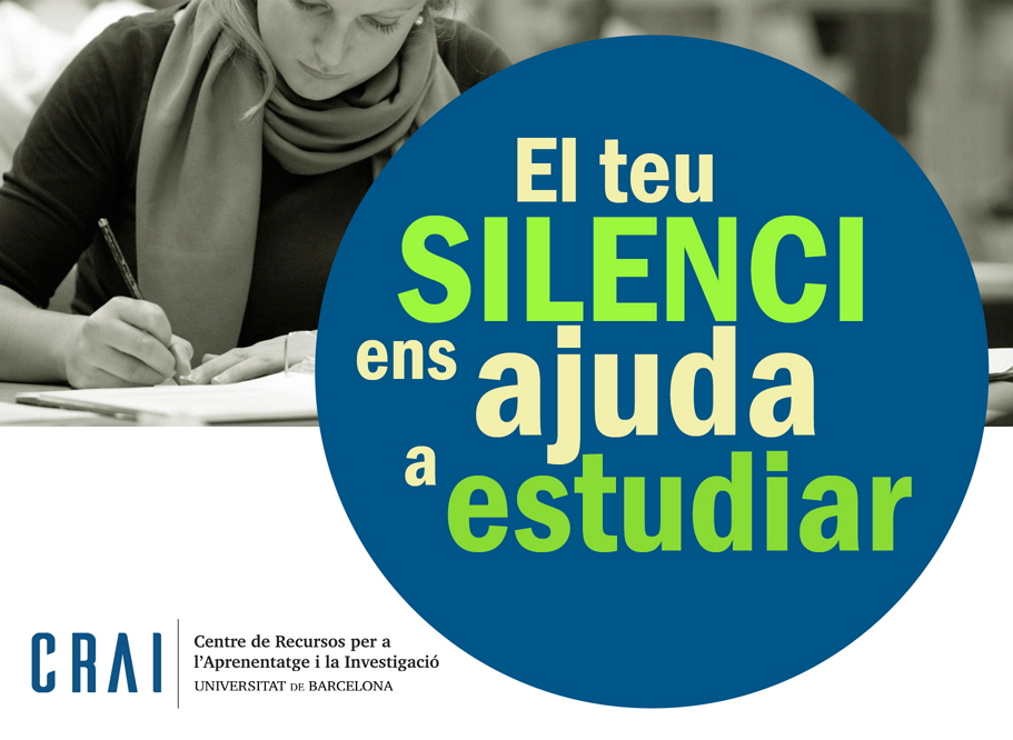 Campanya per fomentar el silenci als CRAI Biblioteques de la Universitat de Barcelona (edició 2019)