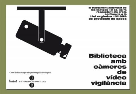 Imatge del vinil per advertir de la presència de càmeres de vigilància (2008)