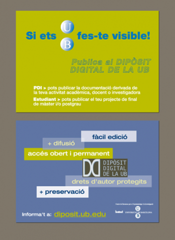 Imatge de la postal de difusió i promoció del Dipòsit Digital de la UB (2008)