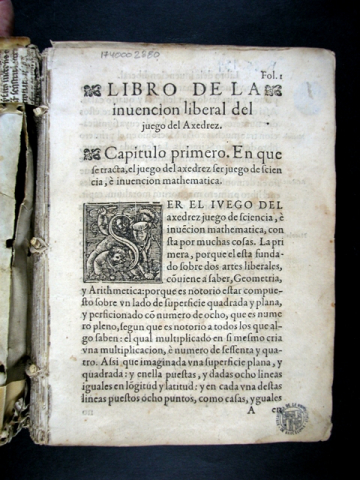 López de Segura, Ruy. Libro de la invencion liberal y arte del juego del axedrez,