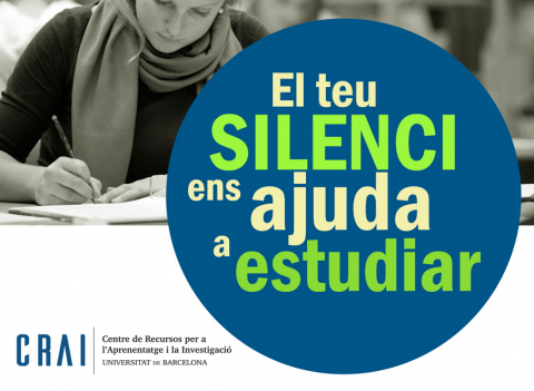 Campanya per fomentar el silenci als CRAI Biblioteques de la Universitat de Barcelona (edició 2019)