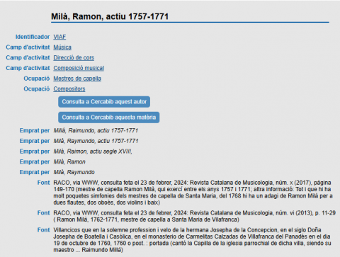 Redactant els registres d’autoritat de música del CRAI Biblioteca de Fons Antic