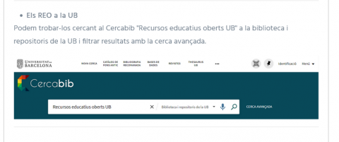 Nova pàgina sobre els Recursos Educatius Oberts al CRAI de la Universitat de Barcelona