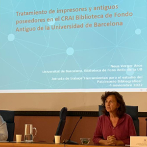 El CRAI Biblioteca de Fons Antic a la Jornada Herramientas para el estudio del patrimonio bibliográfico