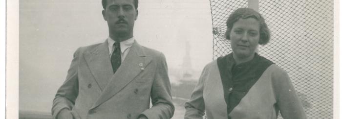 86a. G. Díaz-Plaja y C. Taboada, a la llegada a Nueva York.