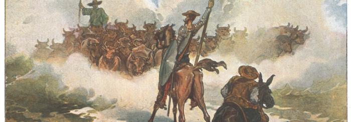 Parte 2. Capítulo LVIII. Don Quijote contra la manada de toros